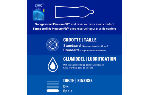 Durex - 20 stuks Condooms - Extra Safe - 110 ml Glijmiddel - Play Sensitive 100ml - Intense Orgasm 10ml - Voordeelverpakking