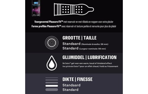 Durex - Condoom Orgasm Intense 10 stuks - Stimulerende Glijmiddel Intense Orgasm 10ml