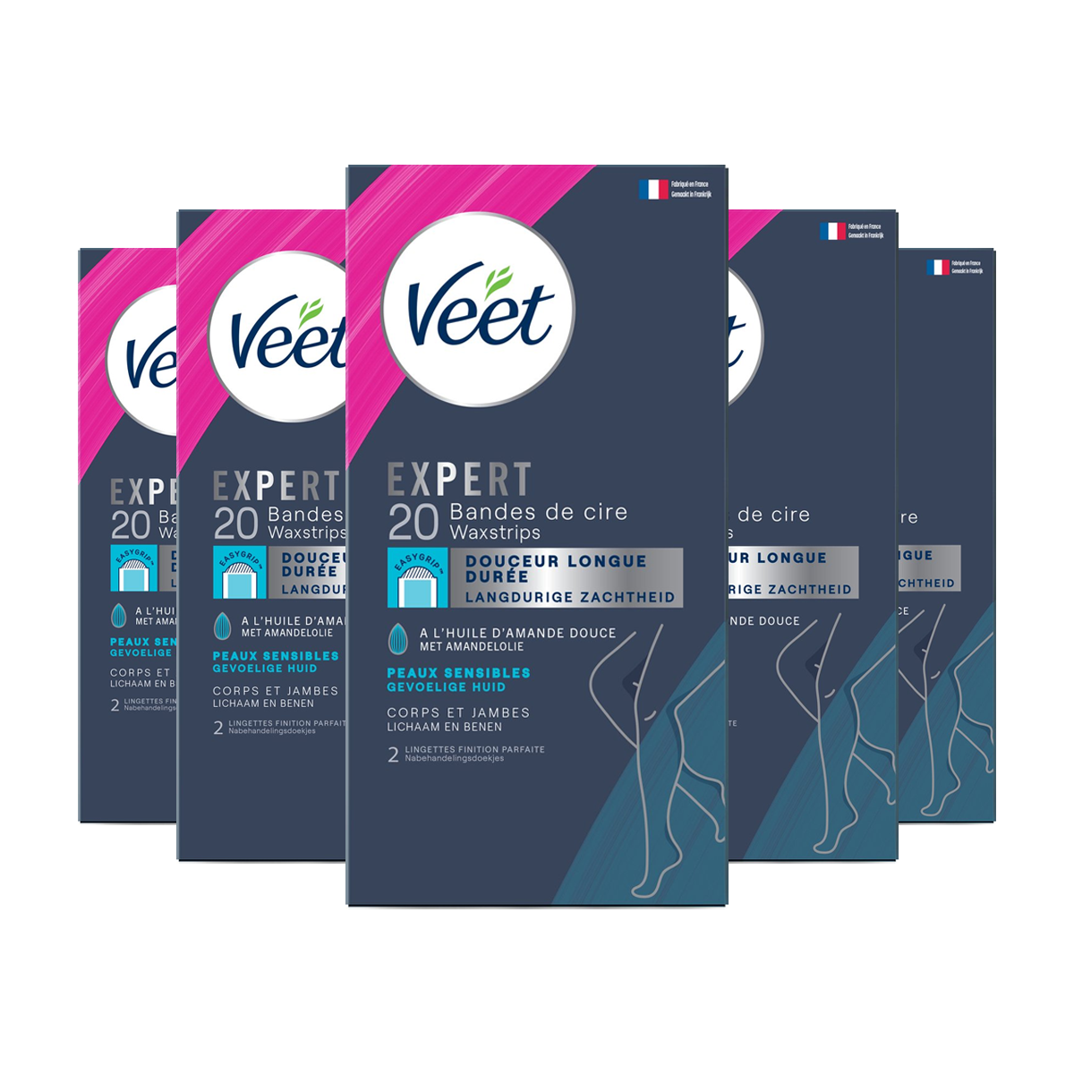 Veet - Expert - Koude Wasstrips - Benen (Sensitive) 20st - 5 stuks - Voordeelverpakking
