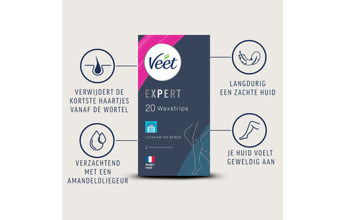 Veet - Expert - Koude Wasstrips - Benen (Sensitive) 20st - 5 stuks - Voordeelverpakking