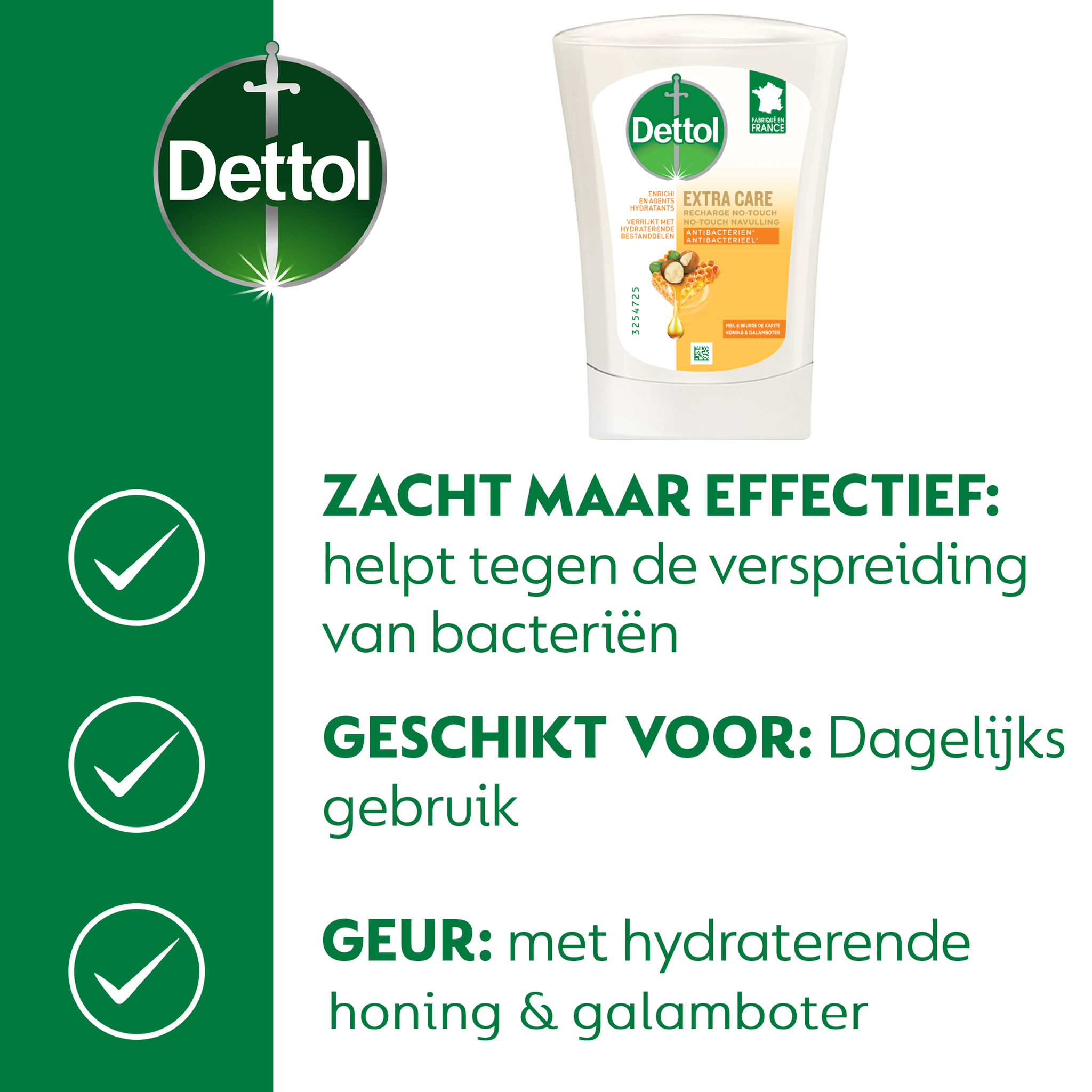 Dettol No-Touch Refill Extra Care Miel & Beurre de Karité 250ML x 12