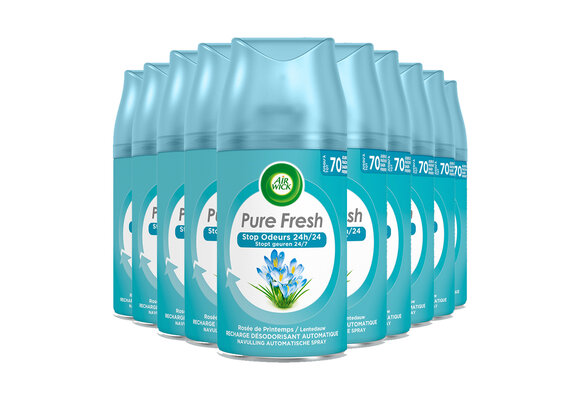 Air Wick Freshmatic Luchtverfrisser - Pure Fresh Lentedauw - Navulling - 250 ml - 10 stuks - Voordeelverpakking