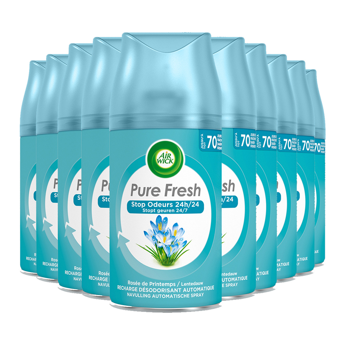 Air Wick Freshmatic Luchtverfrisser - Pure Fresh Lentedauw - Navulling - 250 ml - 10 stuks - Voordeelverpakking