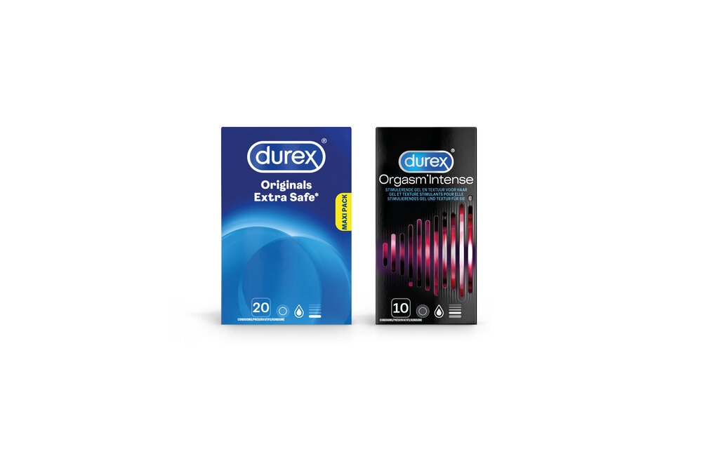 Durex - 30 stuks Condooms - Extra Safe 1x20 stuks - Orgasm Intense 1x10 stuks - Voordeelverpakking