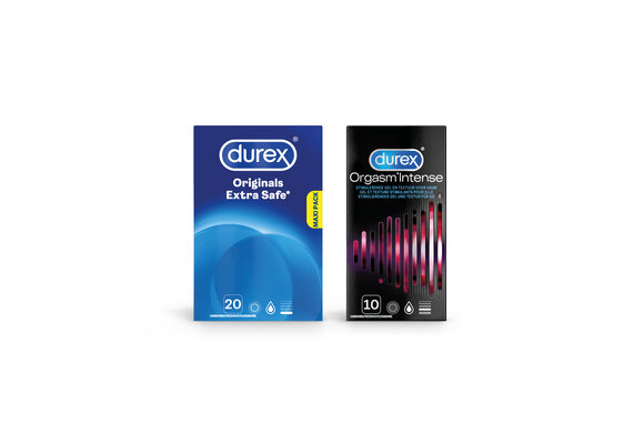 Durex - 30 stuks Condooms - Extra Safe 1x20 stuks - Orgasm Intense 1x10 stuks - Voordeelverpakking