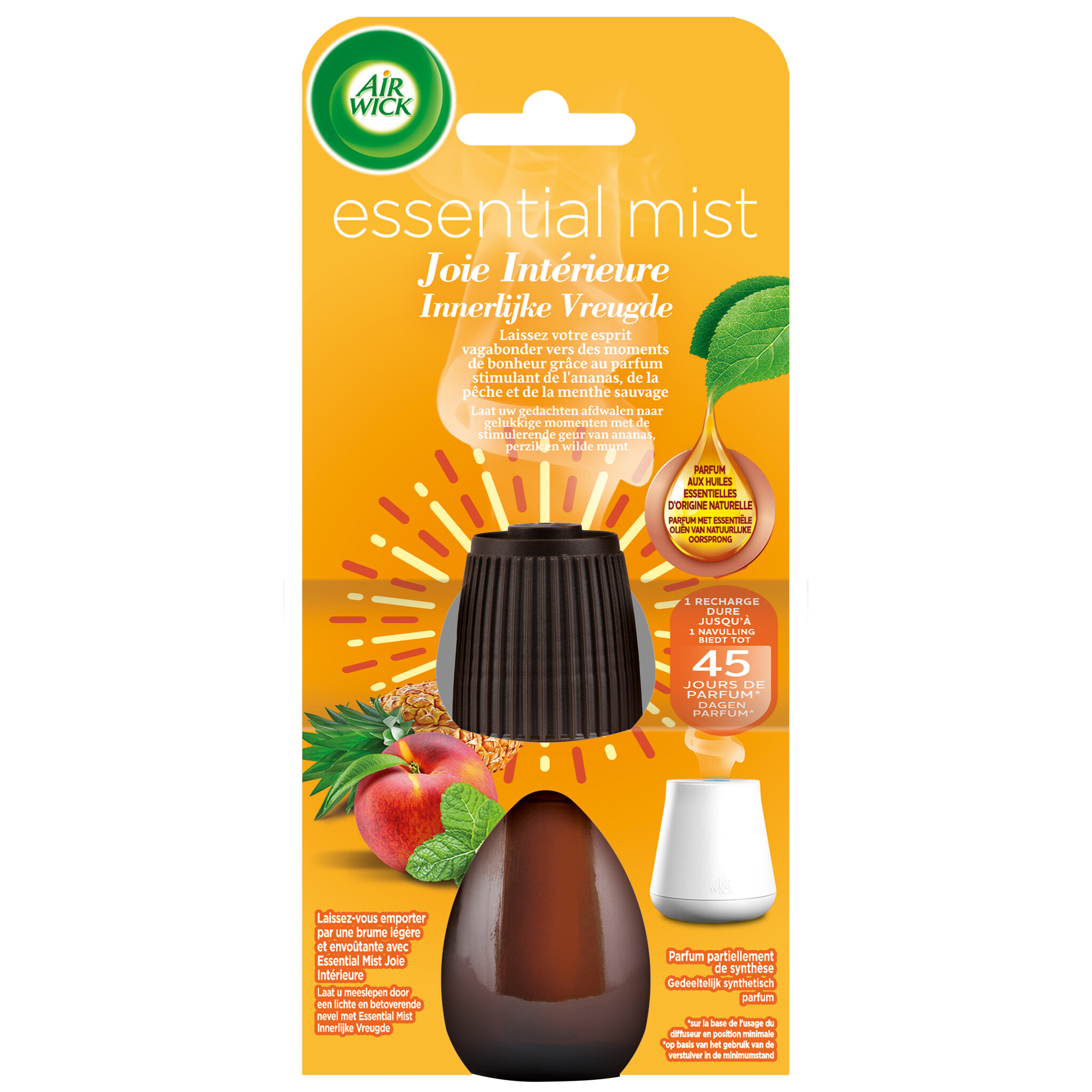 thumbnail image 2 of Air Wick Essential Mist Refill 3-Pack – Happiness Scent, Glass Bottle, Wall Plug-In 2 of 3