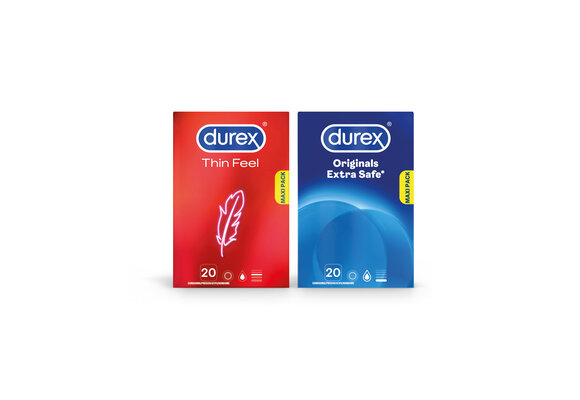 Durex - 40 stuks Condooms - Thin Feel 1x20 stuks - Extra Safe 1x20 stuks - Voordeelverpakking