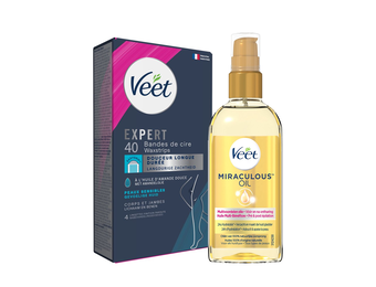 Veet - Gevoelige huid - Miraculous oil - Ontharingsstrips Benen (Sensitive) 40st