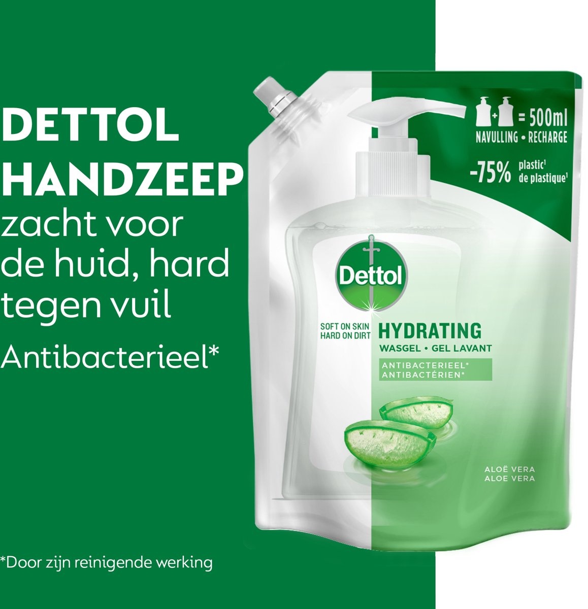 Dettol - 1x250ml Handzeep - Verzachtend - Aloe Vera 250ml - Navulling Aloe Vera 2x500ml