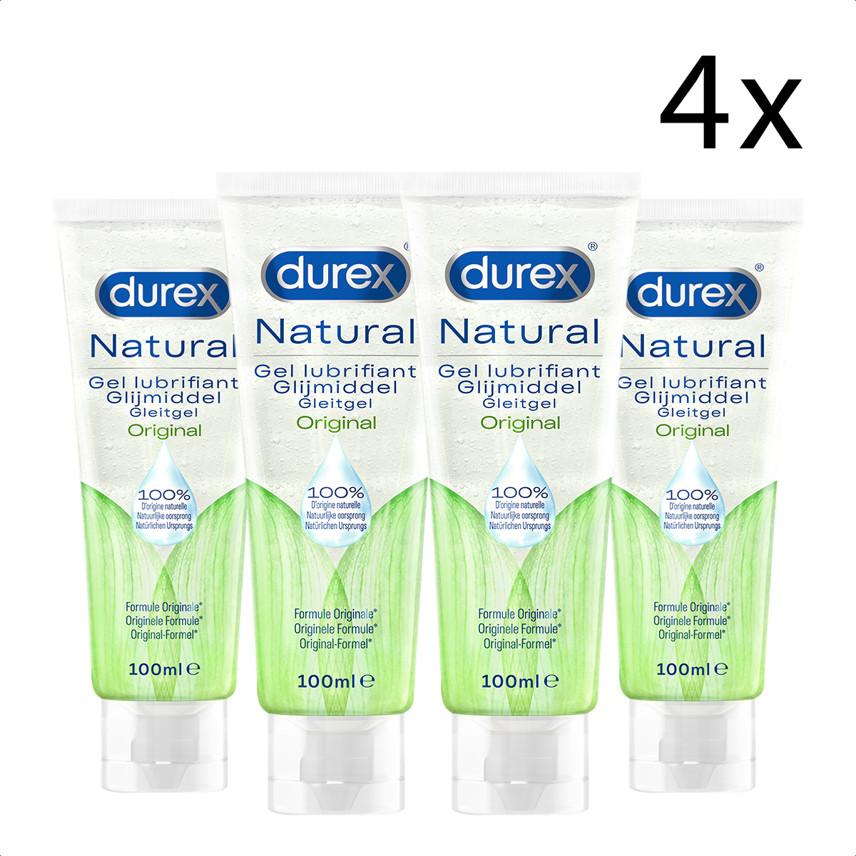 Durex Glijmiddel Natural - 100% natuurlijk - 100 ml x4