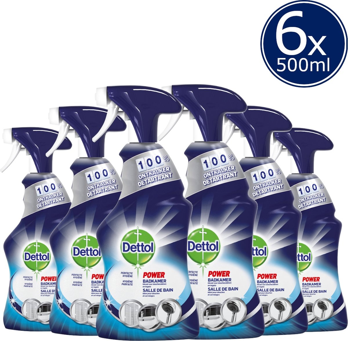 Dettol Allesreiniger Spray Power & Fresh - Badkamer - 500ml x6