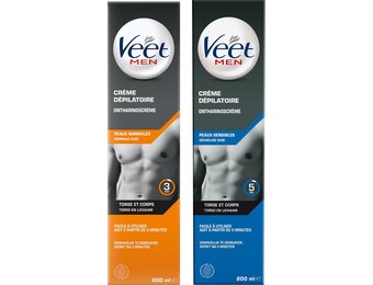 Veet Men - 400ml Ontharingscreme - Normaal 200ml - Gevoelig 200ml - Voordeelverpakking