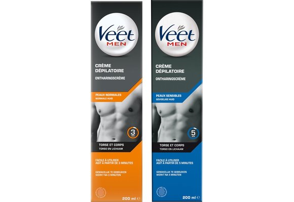 Veet Men - 400ml Ontharingscreme - Normaal 200ml - Gevoelig 200ml - Voordeelverpakking