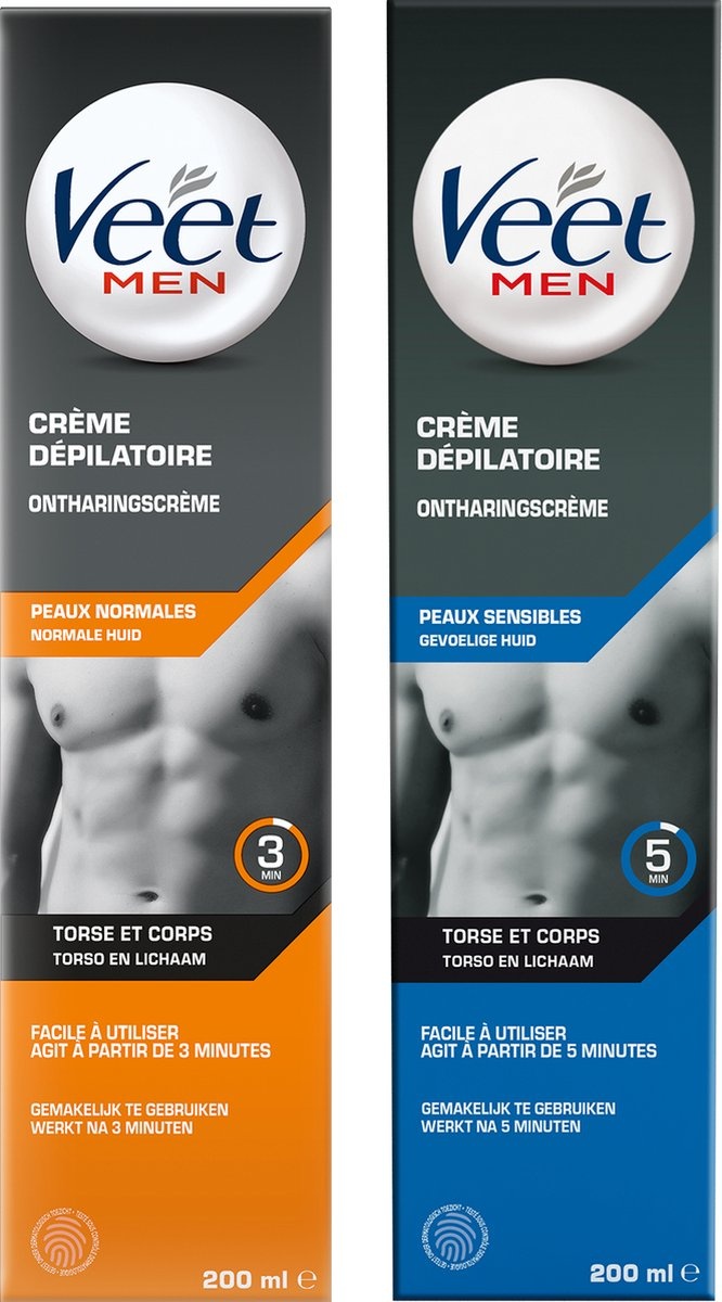 Veet Men - 400ml Ontharingscreme - Normaal 200ml - Gevoelig 200ml - Voordeelverpakking