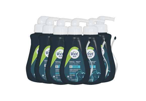 Veet Men - Total Pro - Ontharingscreme - Gevoelige Huid - Torso en Lichaam - 400ml x 6