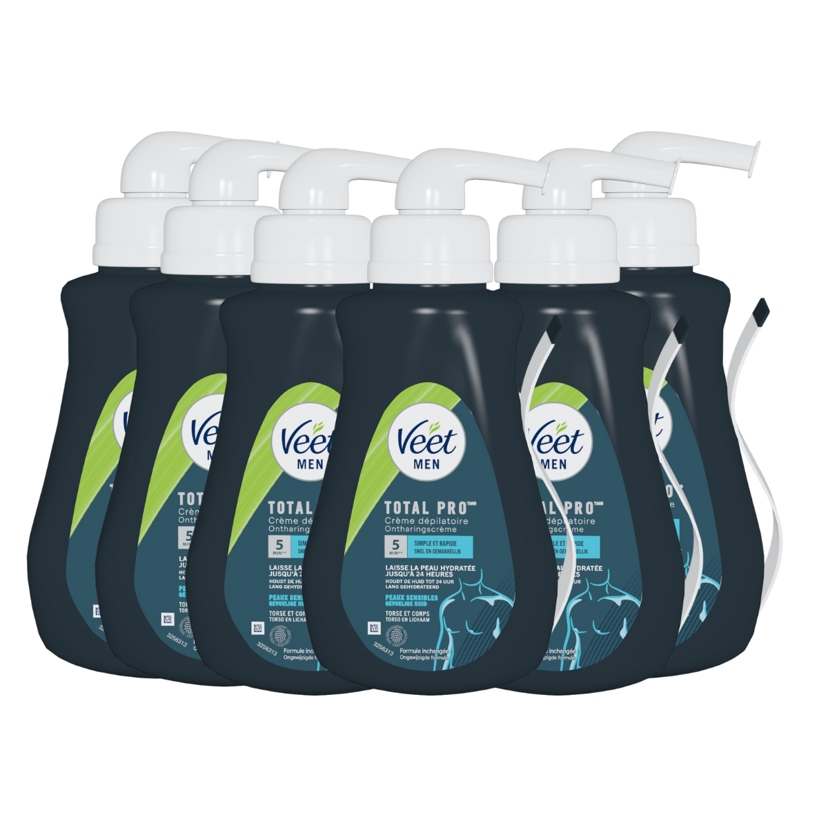 Veet Men - Total Pro - Ontharingscreme - Gevoelige Huid - Torso en Lichaam - 400ml x 6