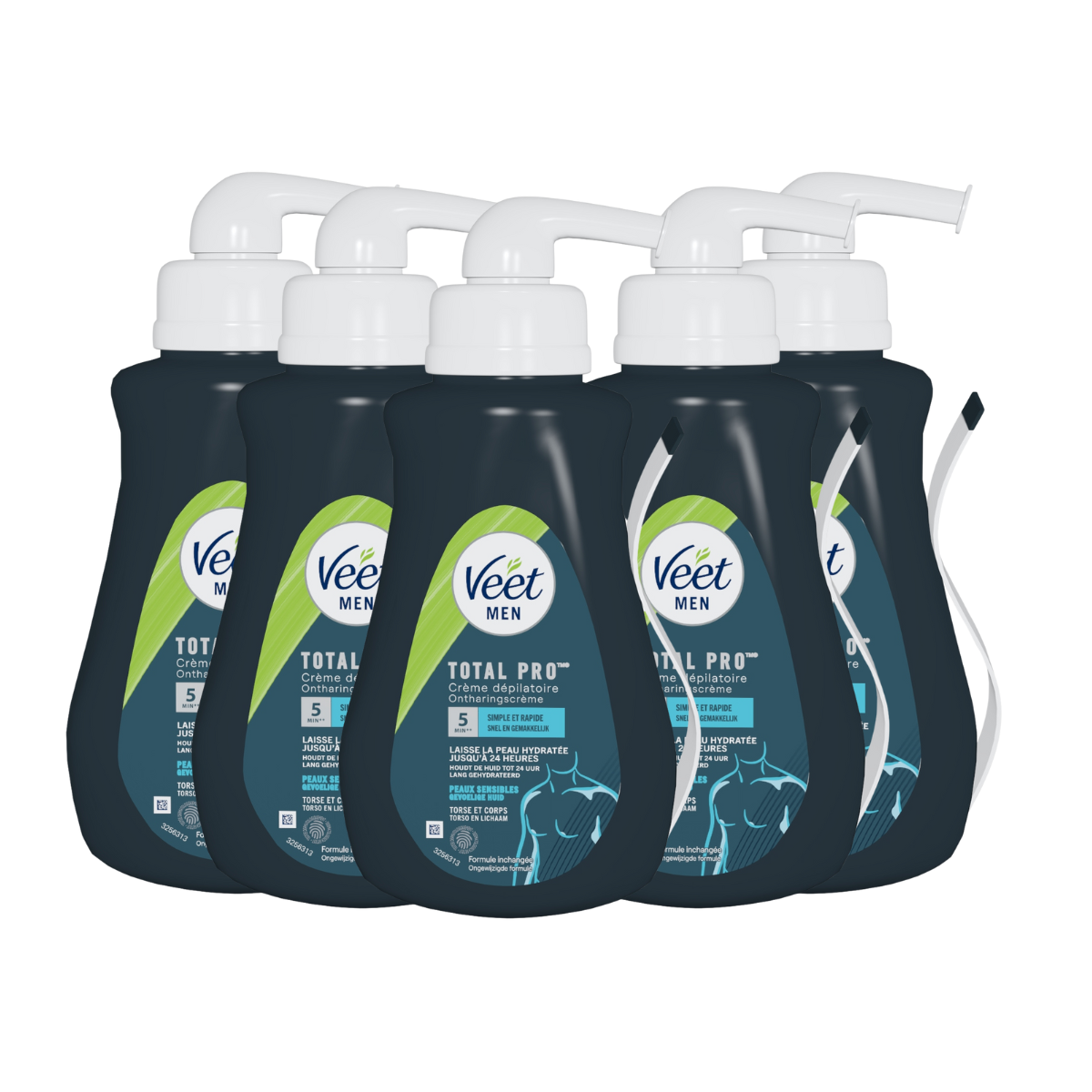 Veet Men - Total Pro - Ontharingscreme - Gevoelige Huid - Torso en Lichaam - 400ml x 5