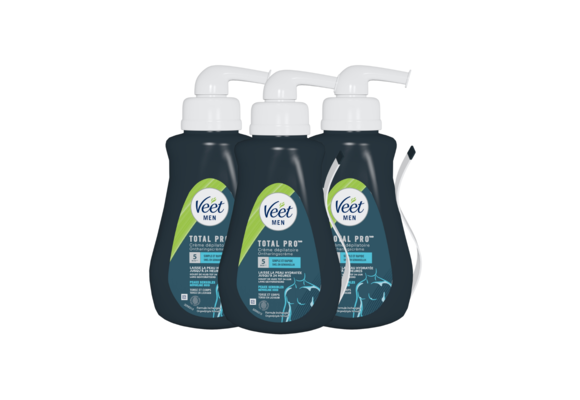 Veet Men - Total Pro - Ontharingscreme - Gevoelige Huid - Torso en Lichaam - 400ml x 3