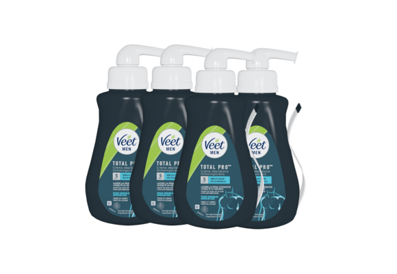 Veet Men - Total Pro - Ontharingscreme - Gevoelige Huid - Torso en Lichaam - 400ml x 4
