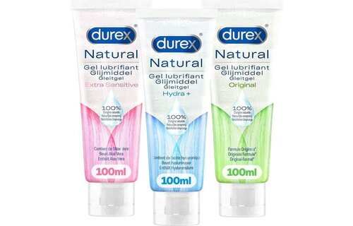 Durex Glijmiddel Natural - 100% natuurlijk - waterbasis - 100 ml + Natural Hydraterend - 100% natuurlijk - waterbasis - 100 ml + Natural - Extra Sensitive - 100% natuurlijk - waterbasis - 100 ml - Glijmiddelen