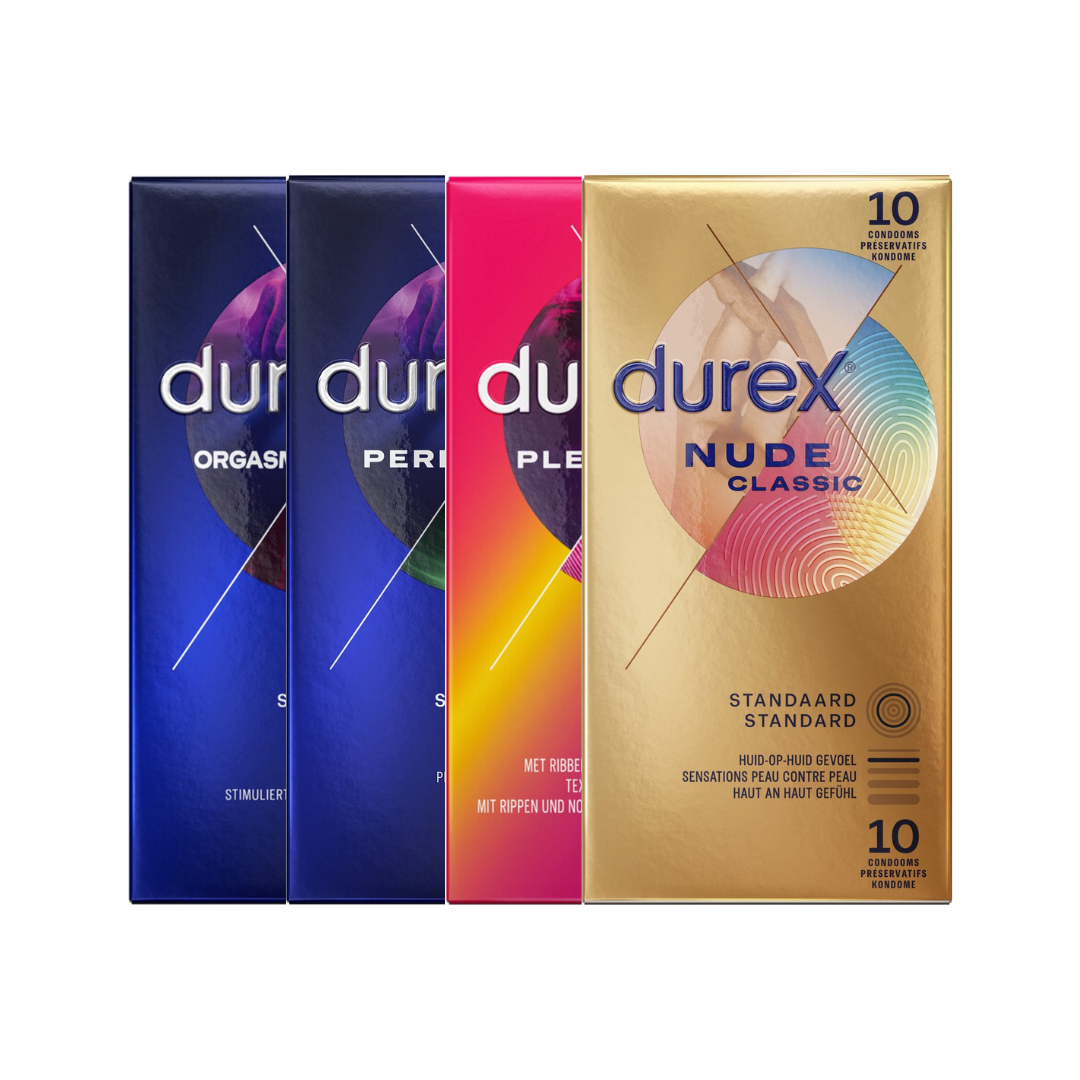 Durex Condooms 40 Stuks - Orgasm Intense 10st - Performa 10st - Pleasure Me 10st - Nude 10st - Voordeelverpakking