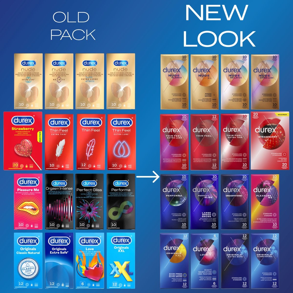 Durex Condooms 40 Stuks - Orgasm Intense 10st - Performa 10st - Pleasure Me 10st - Nude 10st - Voordeelverpakking