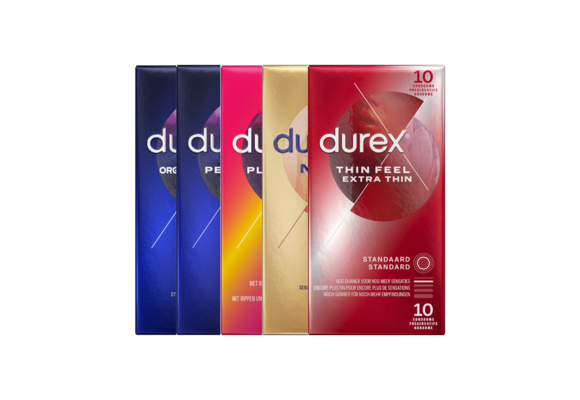 Durex Condooms 50 Stuks - Orgasm Intense 10st - Performa 10st - Pleasure Me 10st - Nude 10st - Thin Feel Extra Thin 10st - Voordeelverpakking