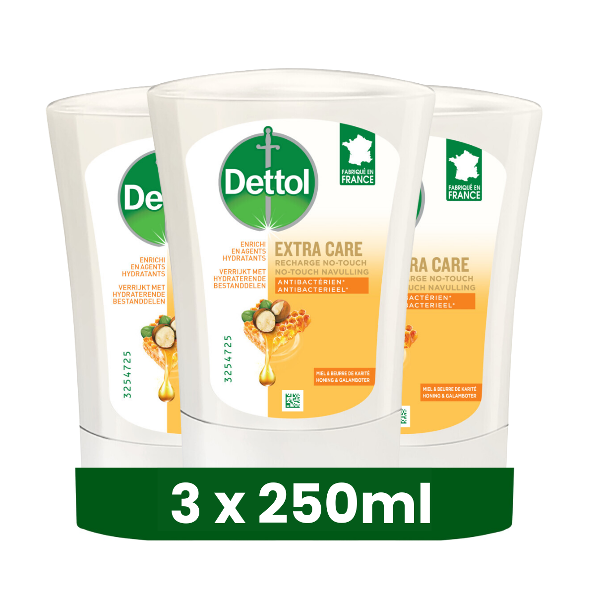 Dettol No-Touch Refill Extra Care Honey & Sheabutter 250ML x 3