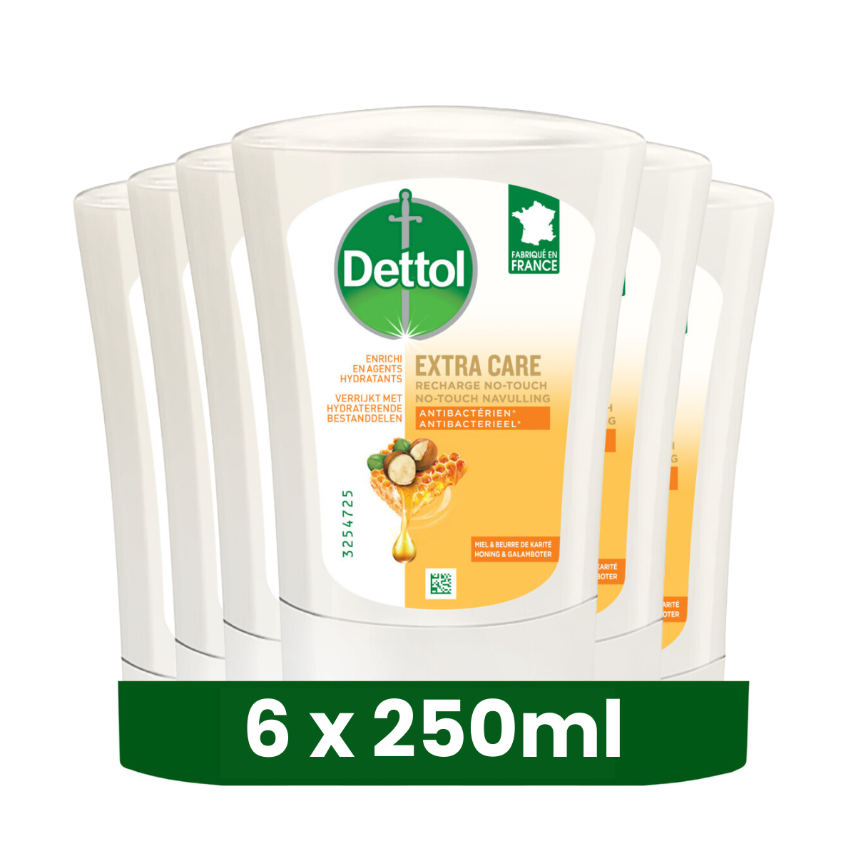 Dettol No-Touch Refill Extra Care Honey & Sheabutter 250ML x 6