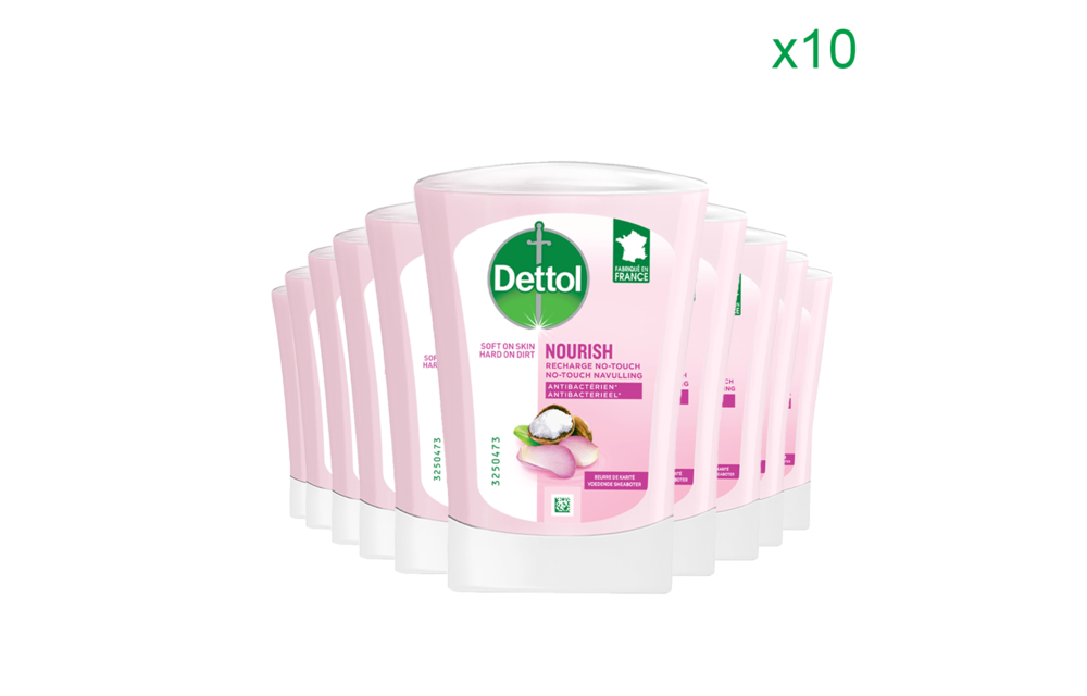 Dettol No Touch Handzeep Navulling Rozenwater & Sheabutter - 250 ml x 10