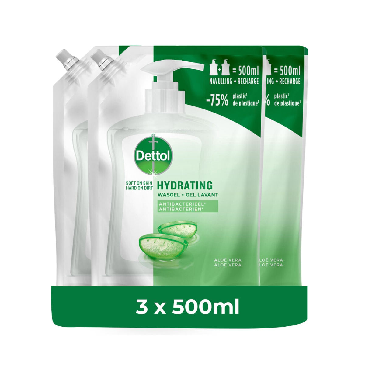 Dettol Refill Hydrating Aloe Vera 500ML x 3