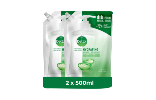 Dettol Refill Hydrating Aloe Vera 500ML  x 2