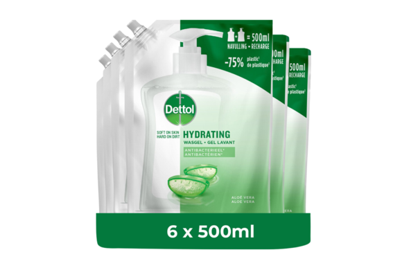 Dettol Refill Hydrating Aloe Vera 500ML  x 6