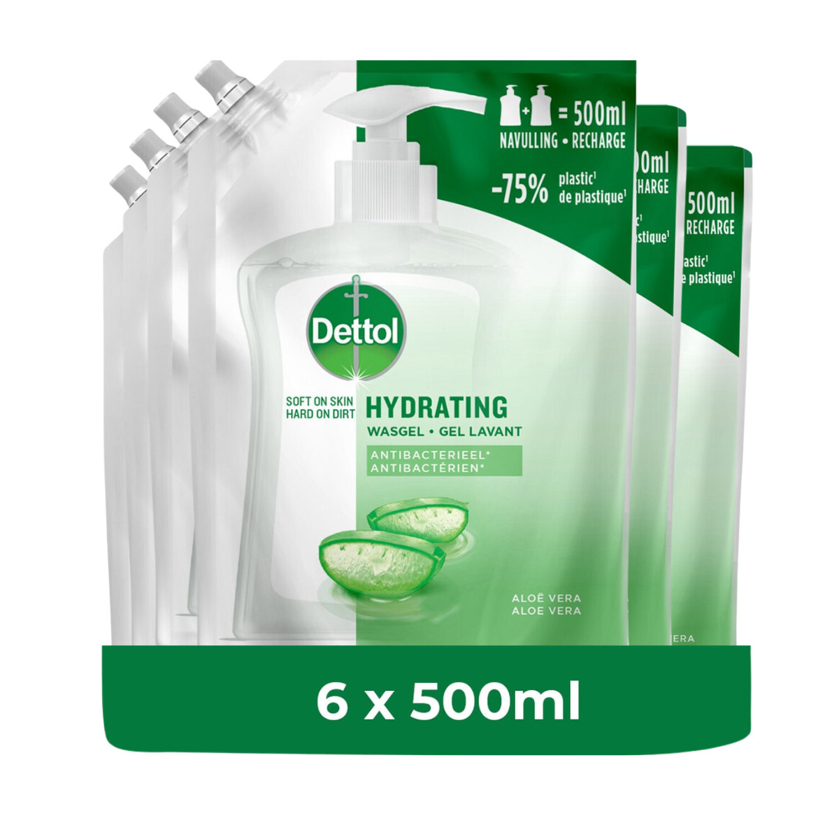 Dettol Refill Hydrating Aloe Vera 500ML  x 6