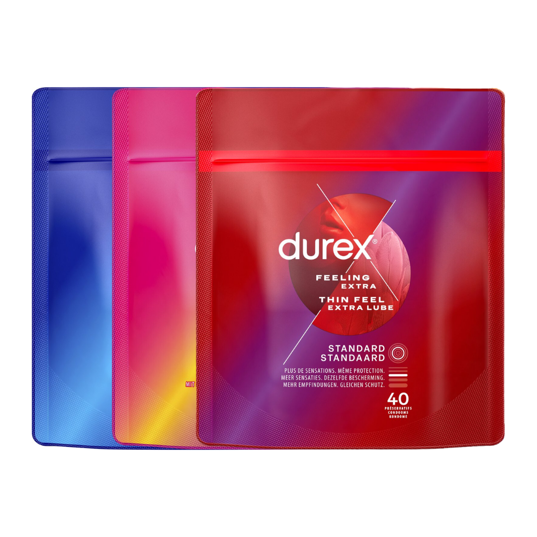 Durex Condooms 120 stuks - Classic Natural 40 stuks - Pleasure Me 40 stuks - Thin Feel Extra Lube (Dun met Extra Glijmiddel) 40 stuks - Voordeelverpakking