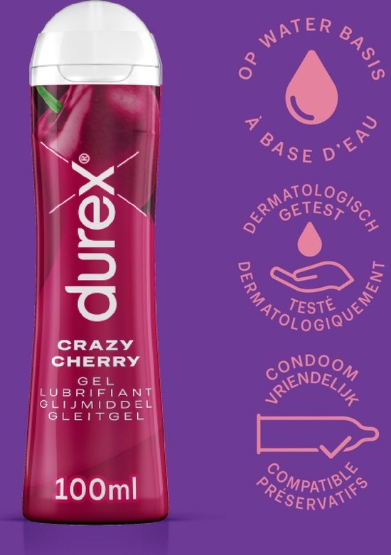 Durex - 4 Glijmiddelen en 1 Stimulerende gel - 2 in 1 Aloë Vera 200ml - 2 in 1 Sensitive - Play Tingle Gel 100ml - Crazy Cherry (Kers) 100ml - Orgasm Intense Stimulerende Gel 10ml - Voordeelverpakking
