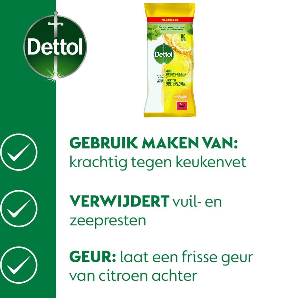 Dettol Citrus Doekjes 72st - 4 Stuks - Voordeelverpakking