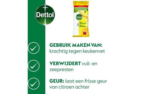 Dettol Antibacteriële doekjes Multi-oppervlak Citrus - 80st - 6 stuks