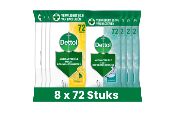 Dettol - 640 Schoonmaakdoekjes Power & Fresh - Oceaan 4x80 stuks - Citrus 4x80 stuks - Voordeelverpakking