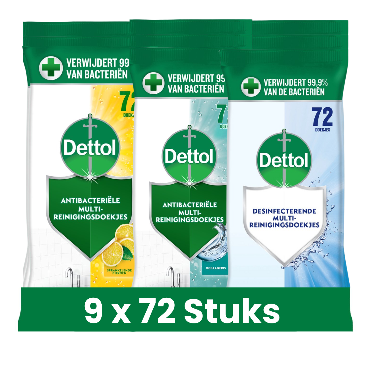 Dettol - 810 Schoonmaakdoekjes - Oceaan 3x80 stuks - Citrus 3x80 stuks - Citrus 3x110 stuks -Perfecte Hygiëne Reinigingsdoekjes - XXL Voordeelverpakking