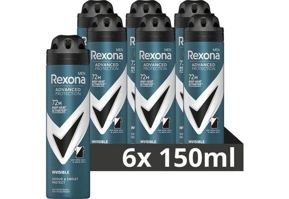 Rexona Men Deodorant Spray 72h Invisible B&W 150ML 6x