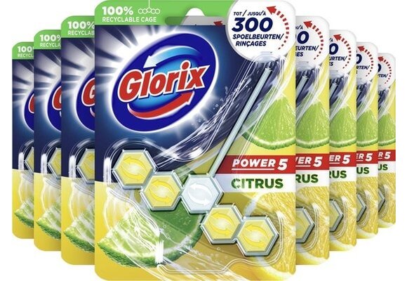 Glorix WC Blok Power Citroen - 9 Stuks - Voordeelverpakking