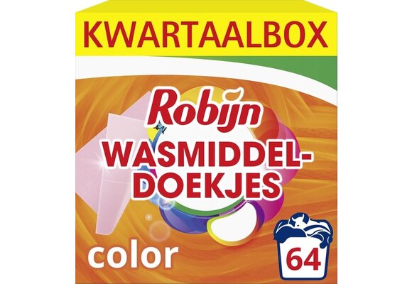 Robijn Wasmiddeldoekjes Color 16 Wasbeurten x 4