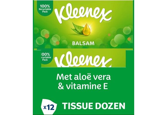 Kleenex tissues - Balsam - Voordeelverpakking - 12 x 64 stuks = 768 zakdoekjes