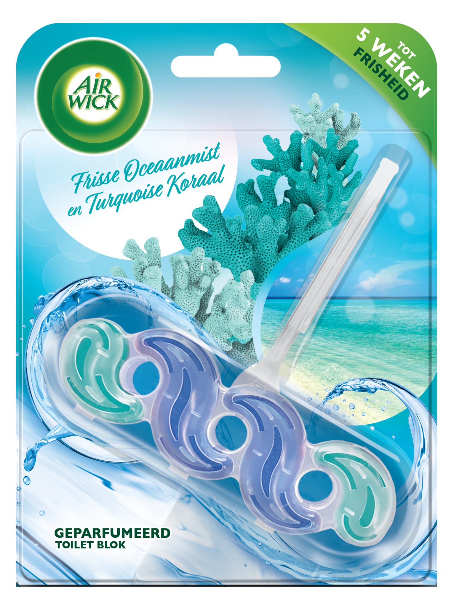 Airwick Geparfumeerde Toiletblok – Frisse Oceaanmist & Turquoise Koraal 35gr