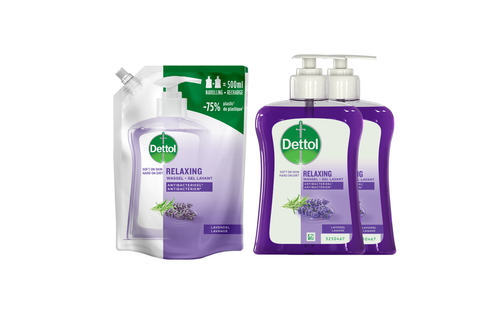 Dettol - Refill Relaxing Lavender 500ML - Relaxing Lavender 2x250ML - Voordeelverpakking