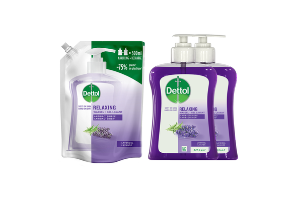 Dettol - 3x Dettol Refill Relaxing Lavender 500ML - 1 x Dettol Relaxing Lavender 250ML  - Voordeelpakket