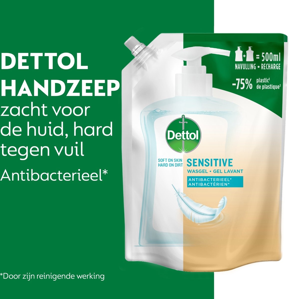 Dettol - Refill Sensitive 500ML - Sensitive 2x250ML - Voordeelverpaking