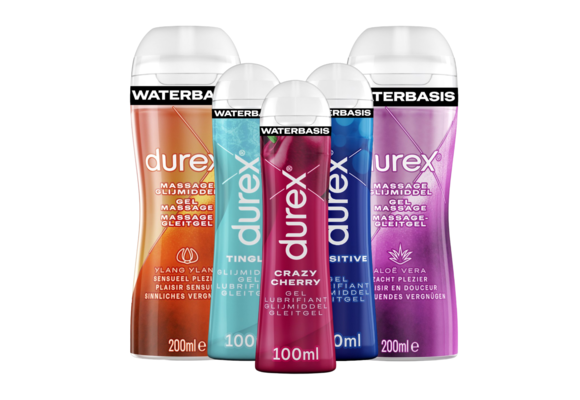 Durex - 4 Glijmiddelen en 1 Stimulerende gel - 2 in 1 Aloë Vera 200ml - 2 in 1 Sensitive - Play Tingle Gel 100ml - Crazy Cherry (Kers) 100ml - Orgasm Intense Stimulerende Gel 10ml - Voordeel