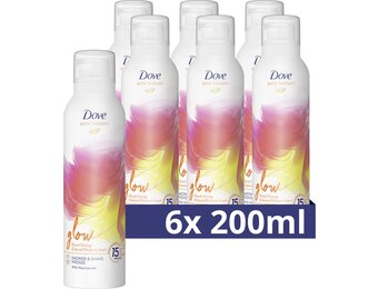 Dove Bath Therapy Glow - Douche- & Scheerschuim - 6 x 200 ml - Voordeelverpakking